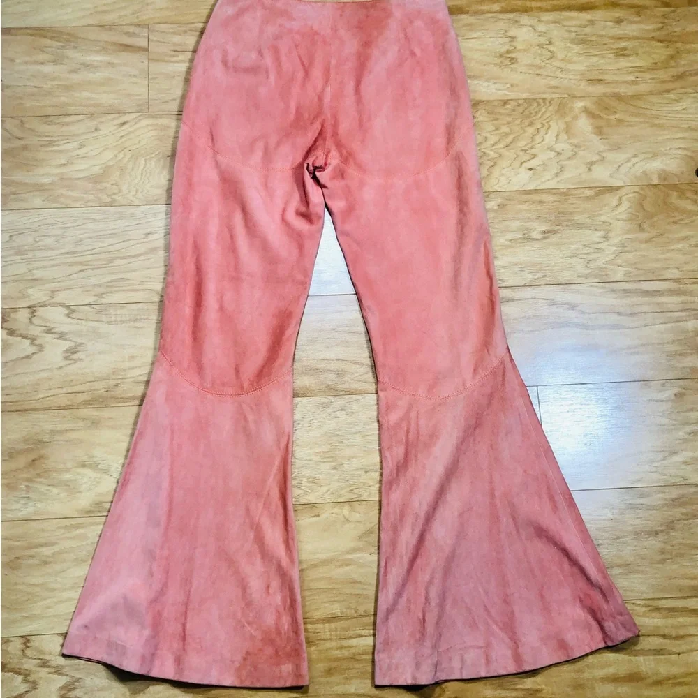 Valentino coral suede flare pants Sz 6 - Picture 2 of 16